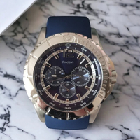 Montre analogique à quartz en silicone or rose avec cadran bleu, sous-cadran date et affichage lumineux pour chronomètre homme