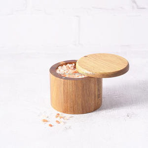 Woodsun กล่องเก็บเกลือกล่องเครื่องเทศโหลเกลือไม้พร้อมฝาหมุนแม่เหล็ก - Product Image 1