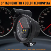 Tachometer RPM Meter 5 Inci 11000k Dengan Lampu Shift Pengukur Kecepatan Mobil Balap Lampu Latar 7 Warna 12v untuk Kendaraan Mesin 1-8 Silinder