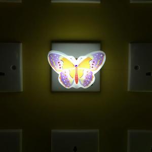 OEM W094 papillon <span class=keywords><strong>de</strong></span> bande dessinée LED SMD mini interrupteur plug in petite lampe <span class=keywords><strong>de</strong></span> <span class=keywords><strong>nuit</strong></span> murale avec 0.6W et 110V ou 220V pour chambre à coucher - Product Image 2