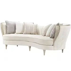 Venda quente Luxo moderno italiano moldura de madeira tecido sala mobiliário sofá conjunto