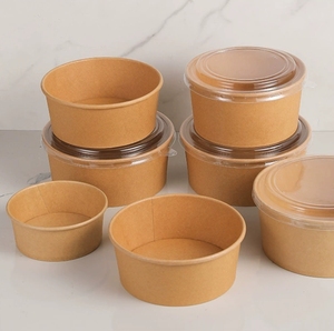 Mẫu Miễn Phí Nguồn Cung Cấp Thủ Công Lớn Giấy Salad Giấy Bát Lấy Thực Phẩm Hộp Dùng Một Lần Salad Thực Phẩm Container Với Nắp Đậy - Product Image 3