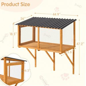 Recinto de ventana montado en la pared rústico Cat Catio expandible de madera pequeña casa de percha para mascotas para gatos de interior y exterior - Product Image 2