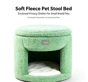 Bulk Wholesale 2 In 1 Vanity Stool Pet Bed Modern Indoor Enclosed <b>Cat</b> Nest With Detachable Memory Foam Cushion - Product Image 1
