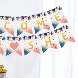 Striscione di benvenuto moderno del bambino con la piccola coda di pesce luna piena di <span class=keywords><strong>un</strong></span> <span class=keywords><strong>anno</strong></span> di festa decorazione elegante frac Banner - Product Image 4