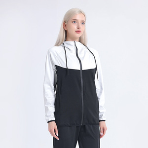 Costume de <span class=keywords><strong>sauna</strong></span> pour femmes Perte de poids Manches longues Imperméable Noir Blanc Workout <span class=keywords><strong>Sauna</strong></span> Shaper Hooded Jacket Pants <span class=keywords><strong>Suit</strong></span>