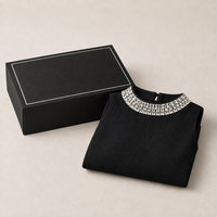 Nouvelle Robe Courte Noire Élégante pour Femme, Modèle Été 2026, en Maille Tricotée sans Manches à Col Rond et Strass