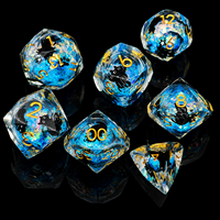 Dés de D&D en résine facettée rose chat scintillant, liquide et lumineux, écologiques, de luxe, à collectionner, 1 pièce, faits à la main, à bords tranchants