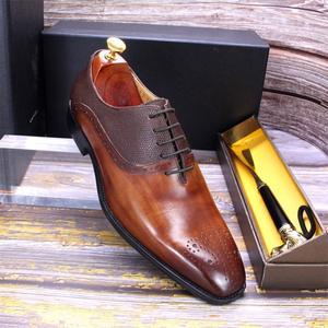 Chaussures en cuir pour hommes 2026 Brook Oxford, style patchwork, formelles, britanniques, à enfiler, bout pointu, vente en gros transfrontalière - Product Image 2