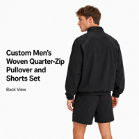 Ensemble de survêtement léger deux pièces IKDEER personnalisé avec pull à col zippé et short tissé pour la vente en gros