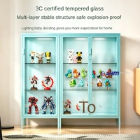 Vitrine de rangement pour boîtes mystères, présentoir multi-niveaux en métal pour figurines avec portes en verre verrouillables
