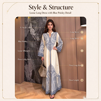 Abaya Chic et Élégante pour Femme, Robe Musulmane Brodé(e) Faite à la Main en Polyester, Longueur Cheville, Manches Longues, Respirante, pour Mariage Hivernal