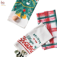 Set de table en coton imprimé Noël, motif personnalisé, réutilisable, pour dîner à la maison