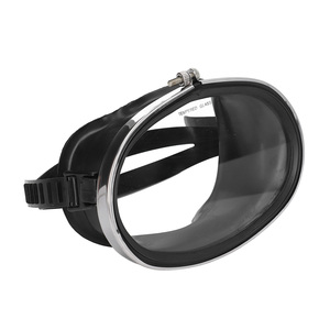 Freitauchbrille HD Gehärtetes Glas PVC Ovale Form Antibeschlag Einzellinsen-Taucherbrille für Angler Schwarz L - Product Image 6