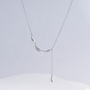 Custom plata 925 sterling silver Y shape tassel <b>necklace</b> wholesale summer mom personalized gold plated dainty pendant <b>necklaces</b> - Product Image 1