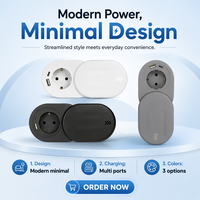 Prise de courant industrielle mini noire EU pour table avec 1 prise AC, 1 port USB-A, 1 port USB-C, 16A, IP44, en matériau PC