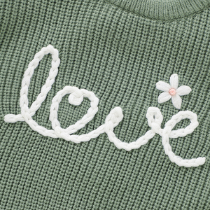 Mimixiong Top vente ropa de bebes vêtements doux pour nouveau-né bébé filles garçons à la main amour broderie à manches longues pull en tricot - Product Image 6