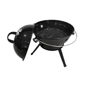 Charcoal BBQ Portable Black Grill Smoker Outdoor Garden 14'' Tripod BBQ Grill With Cover