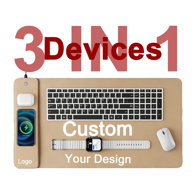 Premium Stitched 3-in-1 Wireless Charging Mouse Mat Desk Pad 15W in Stock