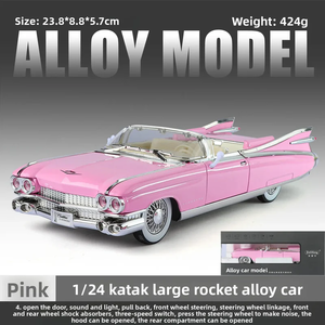 Coche de Metal Fundido a Presión Cadillac Eldorado Biarritz de 1959, Escala 1:24, Modelo Coleccionable Clásico Convertible con Interior Detallado, 208 cm - Product Image 6