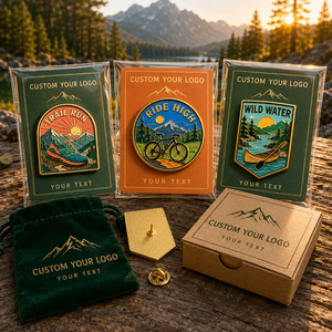 Juego de pines de solapa metálicos personalizados de esmalte suave para deportes al aire libre, ciclismo, trail running, canotaje, aventura en la montaña, OEM - Product Image 2