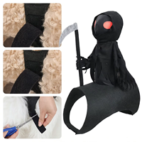 Costume d'Halloween pour chien Grim Reaper, tenue amusante de chevalier squelette en polyéthylène pour petits et moyens chiens