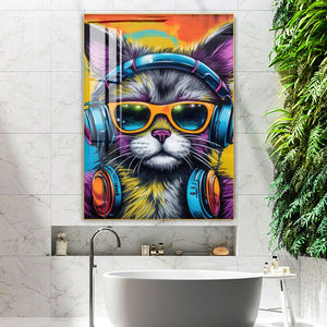 Maßgefertigte Großhandels-Comics mit Tiermotiven, Katzen und Hunden, HD-gedruckte Bilder, Heimdekoration, Kristallporzellan-Gemälde, Wandkunst mit LED - Product Image 5