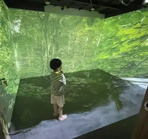 Tecnologia immersiva 3d 360 da caverna da realidade virtual, arte 3d mostrando sistema de mapeamento de projeção, quarto mundial virtual