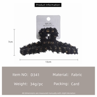 MUJU D341 Pince à cheveux coréenne à grand volume multiple de 13cm, tissu enveloppé à la main, griffe élégante de luxe français léger d'hiver pour femmes