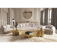 Canapé moderne de luxe, mobilier de salon, canapé haut de gamme de designer rembourré avec base en laiton pour la maison, villa, intérieur