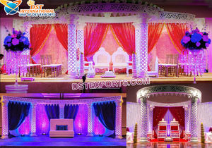 เสาคริสตัล FRP ดีไซน์เนอร์งานแต่งตกแต่งด้วยคริสตัลสีขาวหรูหรา FRP Mandap Mandap - Product Image 4