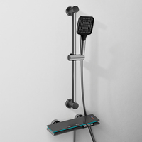 Ensemble de douche numérique à affichage LED noir, mitigeur chaud/froid, douchette murale, vente en gros directe usine, OEM ODM