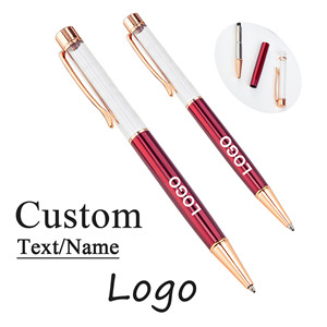 Stylo bille DIY rechargeable en métal vide avec paillettes de sable liquide et feuilles d'or, personnalisable avec logos imprimés, idéal pour cadeau d'enfant - Product Image 1