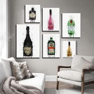 Champagner flasche und Rotwein Pop Graffiti Wand kunst Bilder und Poster Druck auf Leinwand für Home Decoration Cuadros Wohnzimmer