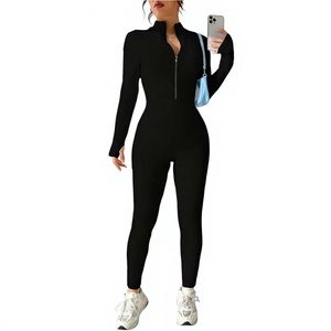 Custom LOGO <b>Women's</b> Sports Bodysuit & Jumpsuit Half Zip Yoga Fitness Athletic Apparel One Piece Sports Legging <b>Rompers</b> - Product Image 2