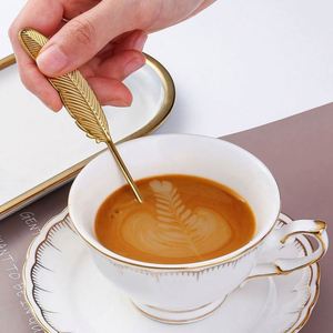 CREATIVE Luxury Stainless Steel Feather-Shaped Dessert <b>Spoon</b> Durable Tea/<b>Coffee</b> Stirring <b>Spoon</b> for Parties - Product Image 6
