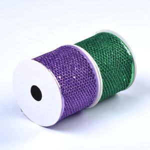 Customized Wire Edge Netting <strong>Deco</strong> <strong>Mesh</strong> <strong>Ribbon</strong> Wired for Crafts Project Decoration - Product Image 2