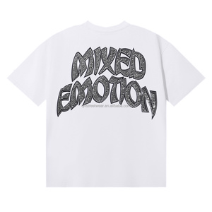 T-shirt da uomo di lusso con grafica Ali d'Angelo e stampa di lettere con strass, stile Y2K Hip Hop High Street, bianca oversize - Product Image 3