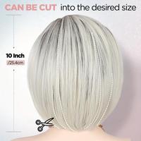 Perruque Bob Courte Blonde Dégradée de Haute Qualité avec Frange, Cheveux Raides, Fabriquée à la Machine, en Fibre Haute Température, pour un Look Changeant