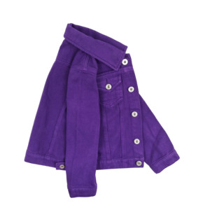 Giacca in Denim Lavato Viola 100% Cotone YAXI per Bambini, Stile Vintage con Ricamo e Bottoni, Produttore OEM/ODM, Lavabile - Product Image 5