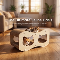 Nouveau Lit-griffoir moderne pour chat, durable et résistant aux griffures, avec planche verticale pour affûter les griffes et tunnel de jeu, emballage carton