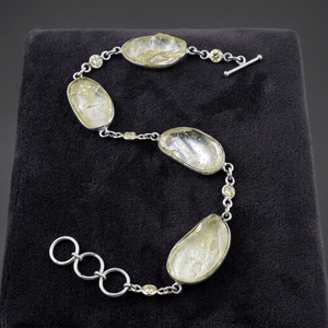 Art Palace 925 Silver Shell Bracelet Classic <b>Chain</b> Link Design Trendy Oval Shape Unisex Everyday Wear Jewelry - Product Image 3