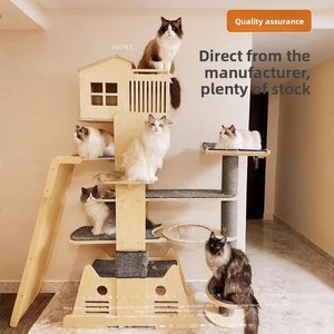 Arbre à <span class=keywords><strong>chat</strong></span> classique de luxe exclusif en bois massif, multi-zones, hauteur réglable, mobilier de loisirs intérieur écologique - Product Image 4