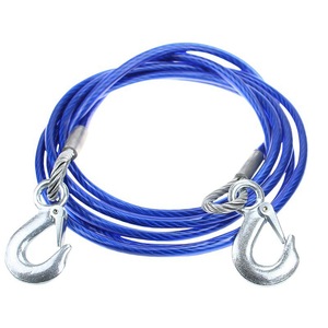 <b>Car</b> tow rope, 4 meters, 5 tons steel wire rope, vehicle-mounted tow rope with tow <b>hook</b>, safety self-driving emergency - Product Image 1