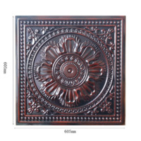 Plafonds suspendus en PVC imitation étain 2x2 pieds, étanches, ignifuges, classe PL17, motif artistique rouge vieilli, livraison incluse