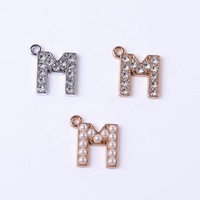 Moyamiya plaqué or 18 carats pendentifs initiaux perle lettre fabrication de bijoux breloques alliage Zircon strass élégant Alphabets pendentif