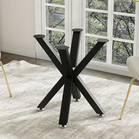 Pieds de table 28 pouces pour le café de bricolage, tables à manger-Base en métal robuste pour verre, marbre, dessus en bois-Noir