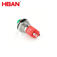 UL HBAN voyant LED 16mm, tête bombée, 12V, métal, vert, borne broche, IP67, 220V