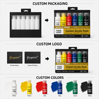 Ensemble de tubes de peinture acrylique Giorgione 6 couleurs 60 ml pour toile, verre, papier - Emballage personnalisé avec logo OEM, vente en gros