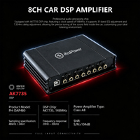 Amplificateur DSP de voiture Penhui 8 canaux avec entrée optique haute qualité, sortie RCA haute qualité, amplificateur 25W x 4 canaux, USB mains libres